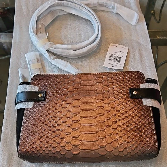 Coach Blake Crossbody Bag Metallic Snake Embossed Bronze Leather Gold Hdwr NWT - Picture 5 of 16